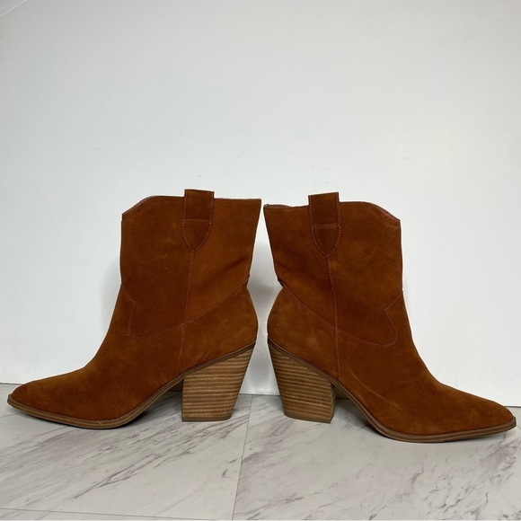 Blondo Wayde Brown Suede Western Bootie 10 - Picture 7 of 14